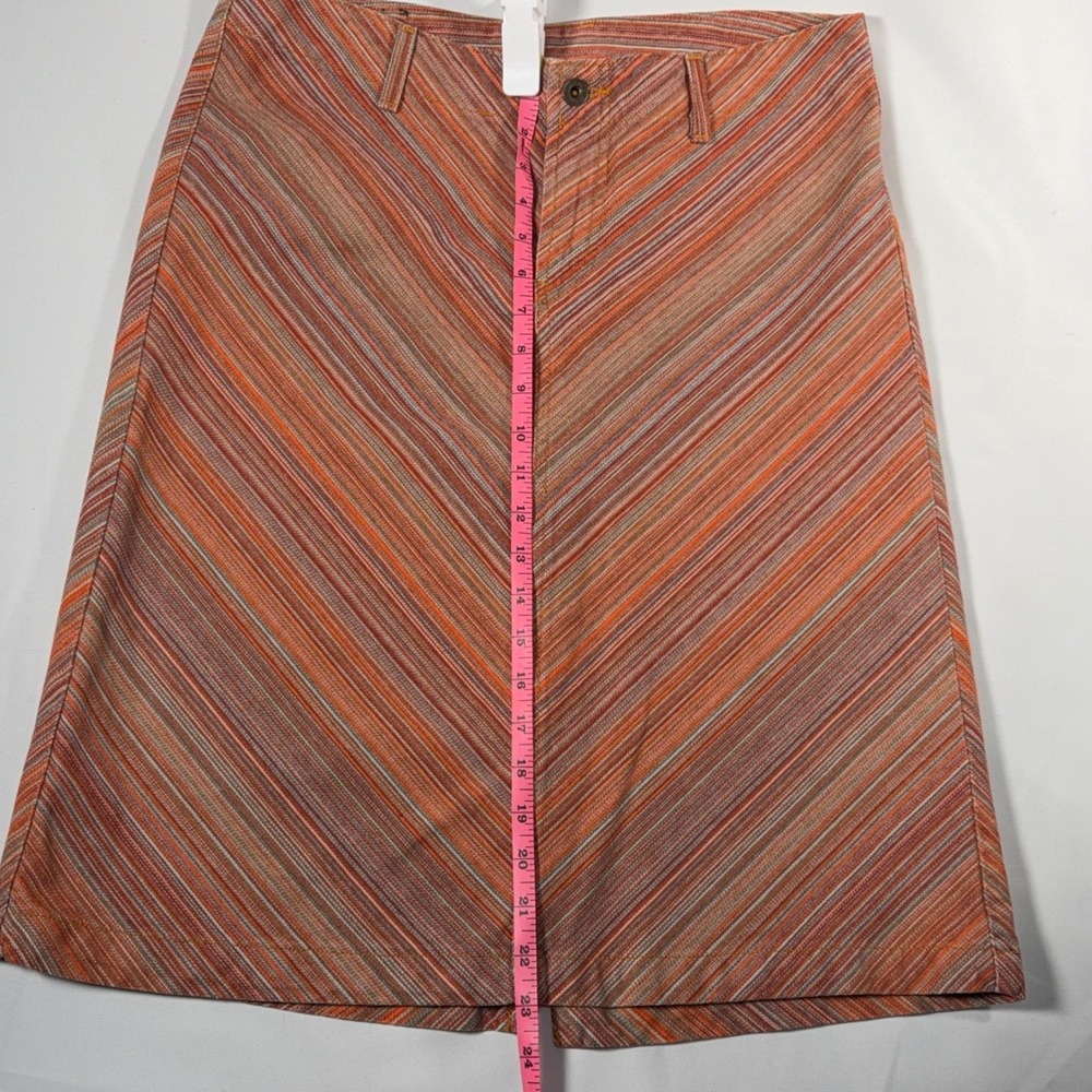 Lucky Brand Skirt Womens 10 Orange Striped A-Line Cotton Chevron Boho Retro 90s - Picture 6 of 8